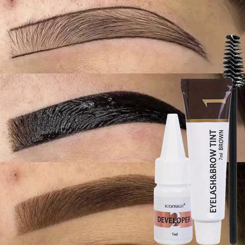 Lash and brow tint applied to brow