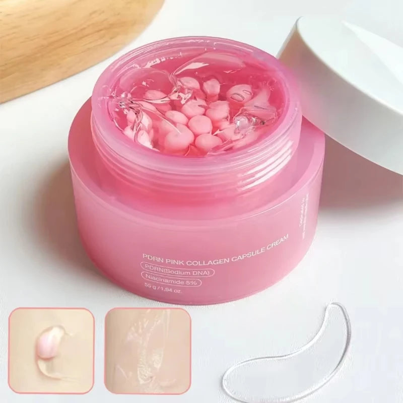 PDRN pink collagen capsule cream jar