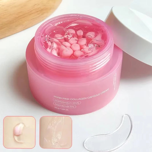 PDRN pink collagen capsule cream jar