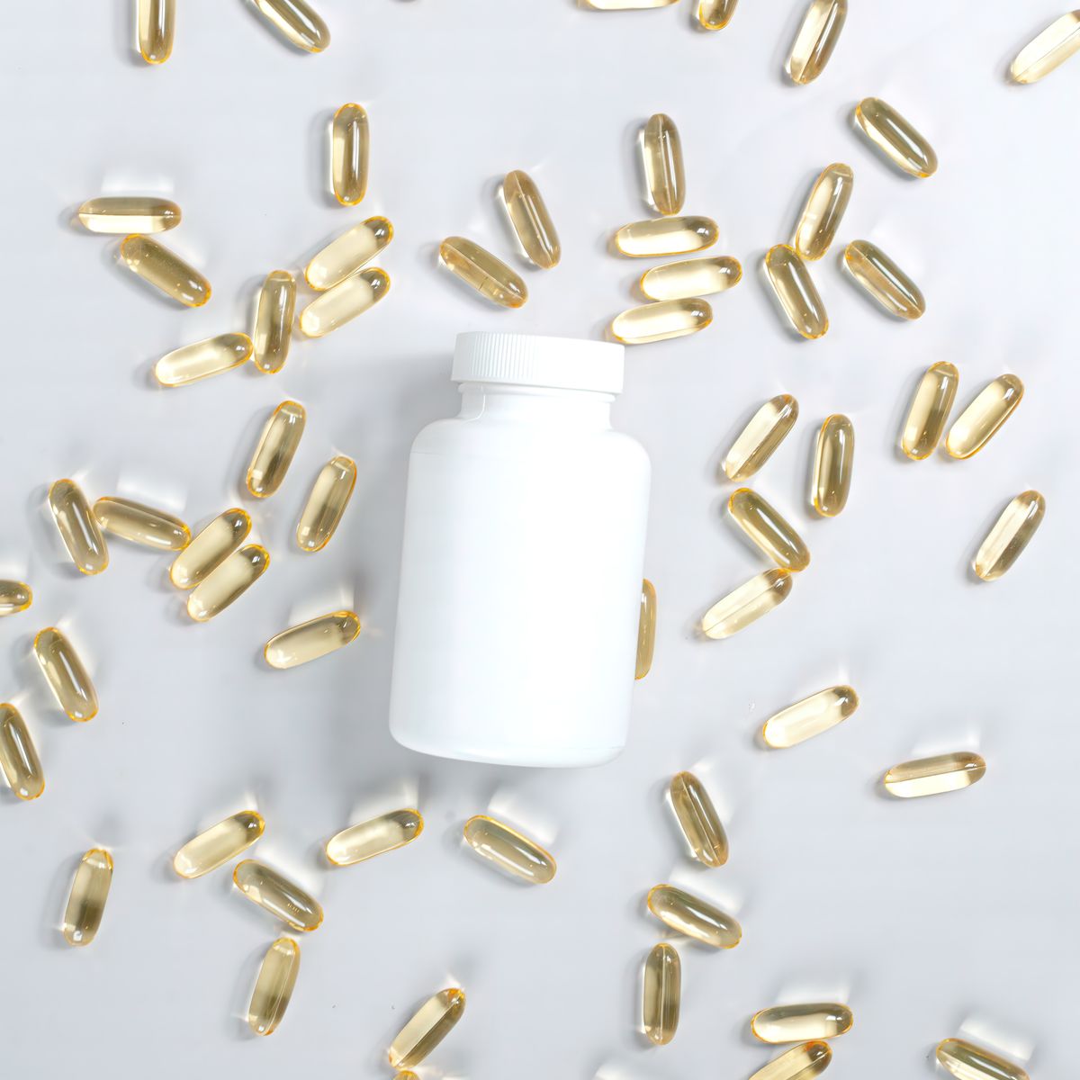 Lorovea Gut Balance Probiotic bottle surrounded by capsules